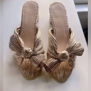 Loeffler Randall Emilia Champagne Pleated Bow Heel